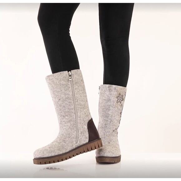 Azura Nehal Mid Calf Boot Contrast Floral Embroidered Fleece Lined Women Size 39 - Picture 12 of 12